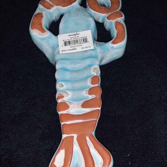 Lobster Mud Pi Spoon Rest Plate Ceramc Blue Brown - Picture 3 of 8